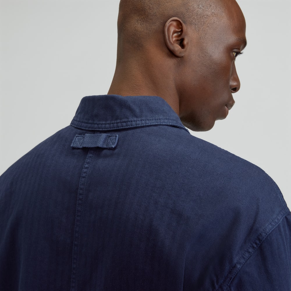 The Organic Cotton Herringbone Utility Jacket | Navy