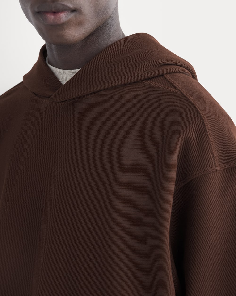 Twill Terry Jacquard Hoodie | Dark Mahogany