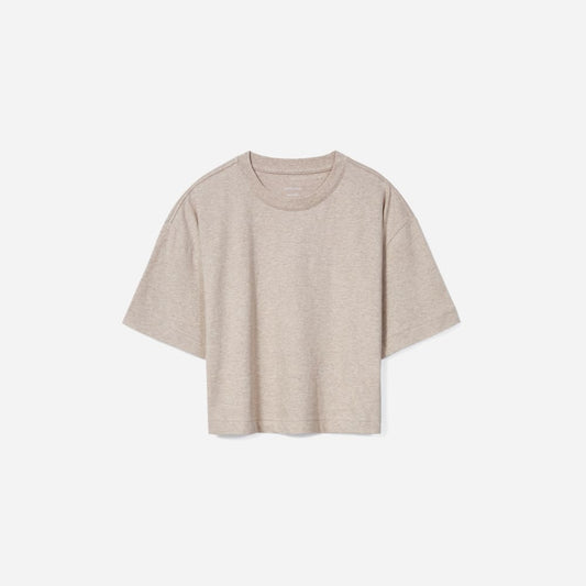 The Organic Cotton Cropped Tee | Heathered Burnt Sugar