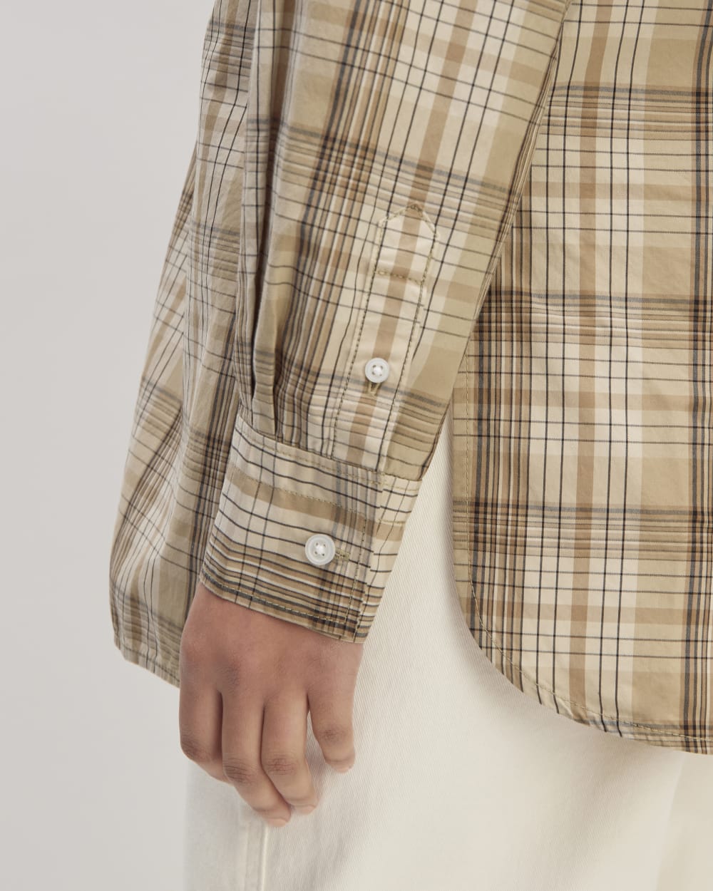 The Supima® Cotton Boyfriend Shirt | Pale Khaki Plaid