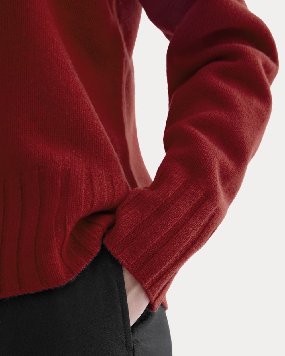V-Neck Sweater in Extrafine Luxe Merino | Berry Red