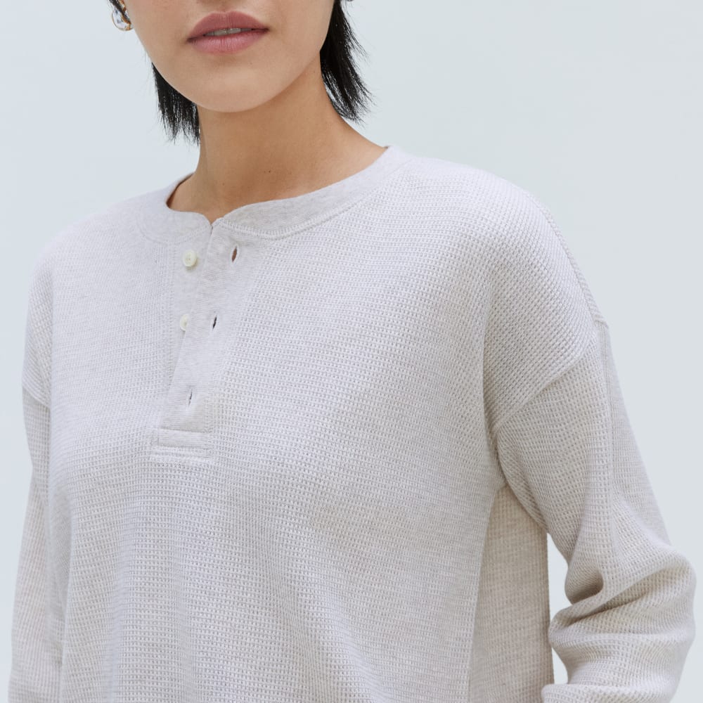 The Organic Cotton Waffle Henley | Heathered Tan
