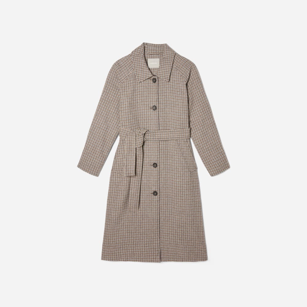 The Italian ReWool® Trench | Pewter Houndstooth