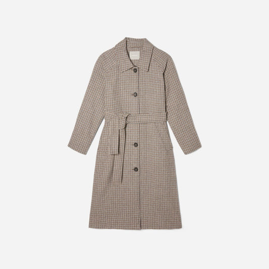 The Italian ReWool® Trench | Pewter Houndstooth