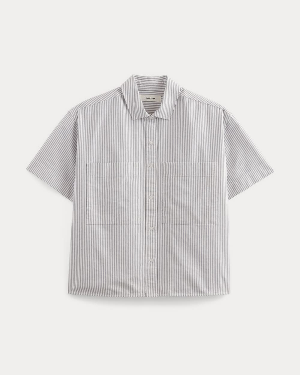 The Short-Sleeve Boxy Oxford | Charcoal / White
