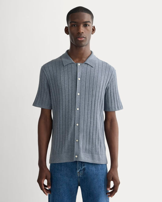 The No-Sweat Button-Down Polo | Heather Sage Blue