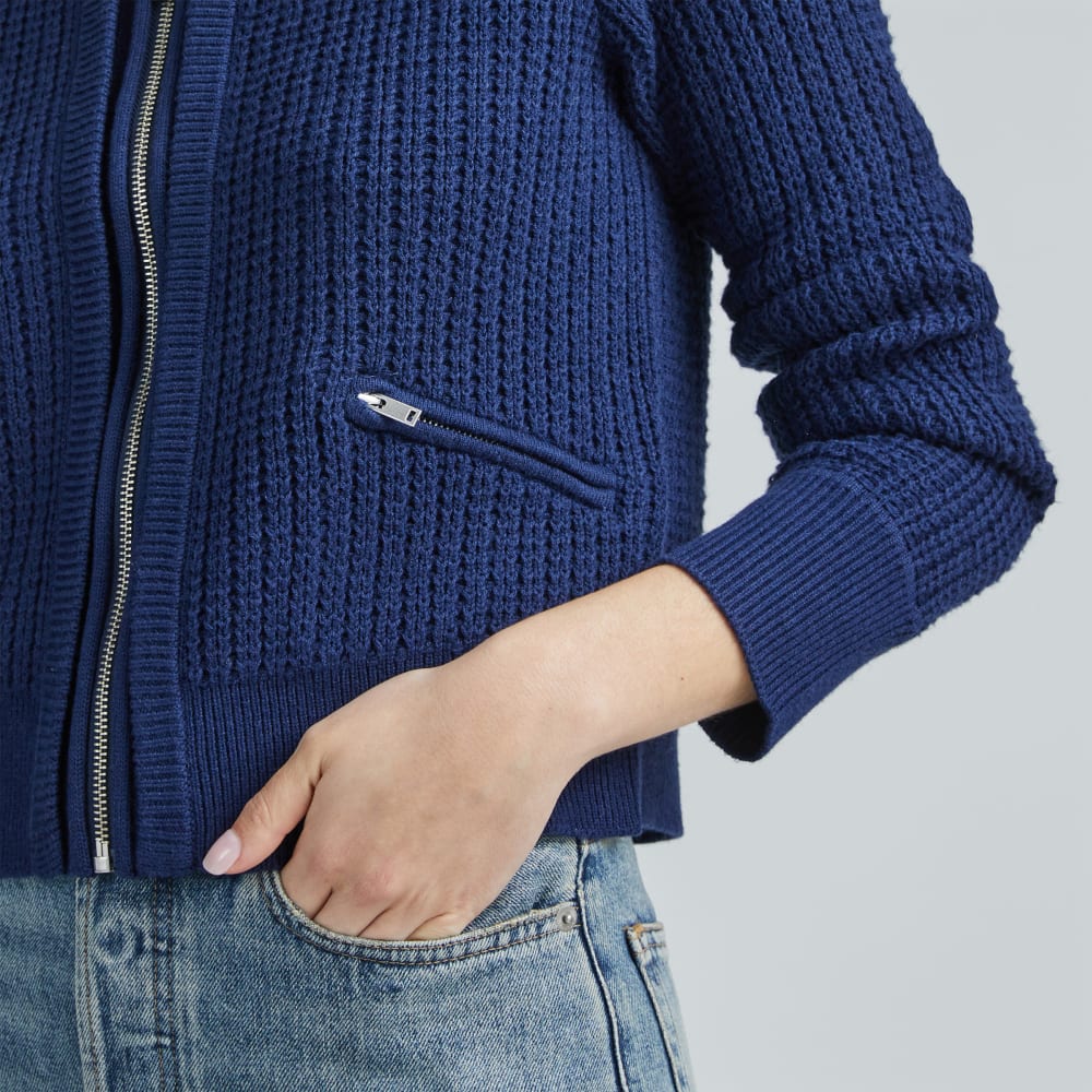 The Cropped Cotton-Merino Bomber | Bright Navy