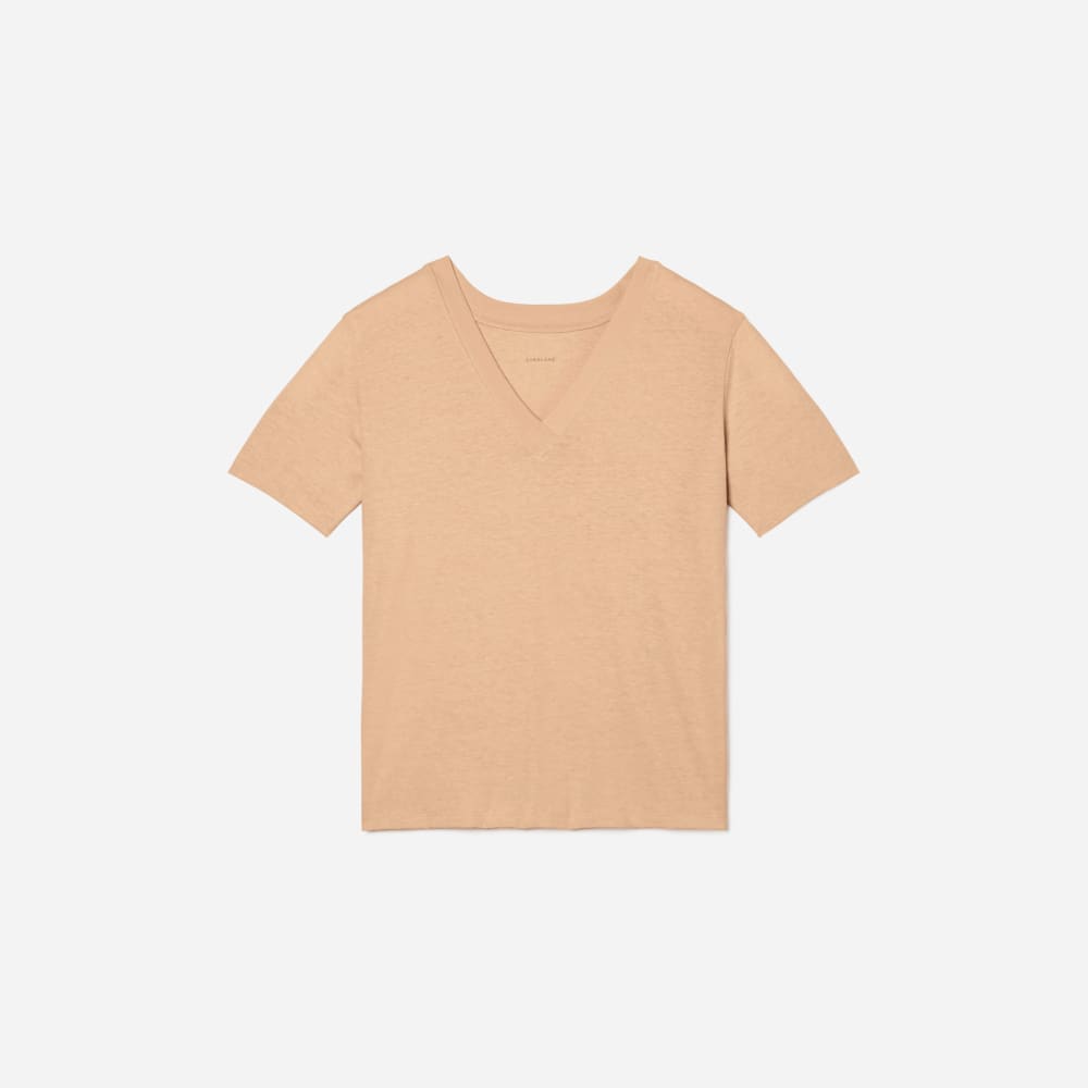 The Vintage V-Neck Hemp Tee | Hazelnut