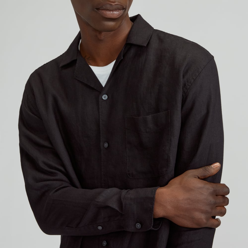 The Relaxed Linen Long-Sleeve Shirt | Black