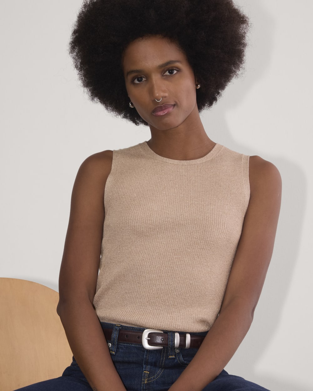 The Tank in Lurex Merino | Rose Gold