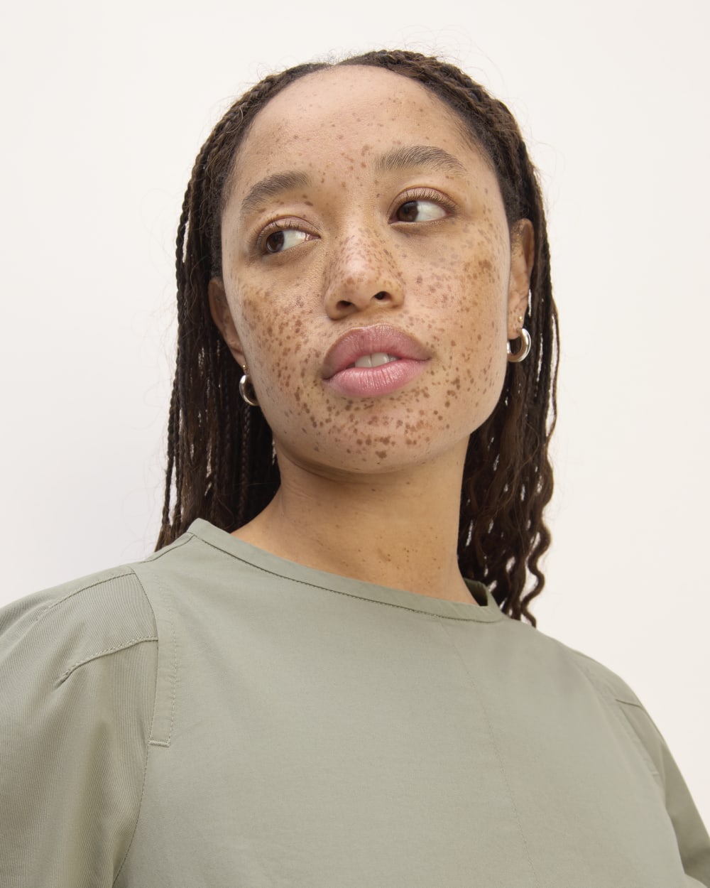 The Short-Sleeve Puff Midi Dress | Sage Green