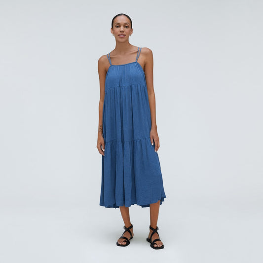 The Naia™ Ripple Tiered Maxi Dress | Deep Blue