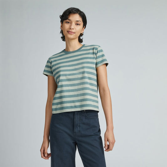 The Box-Cut Tee in Essential Cotton | Green Balsam / Seagrass | No Pocket