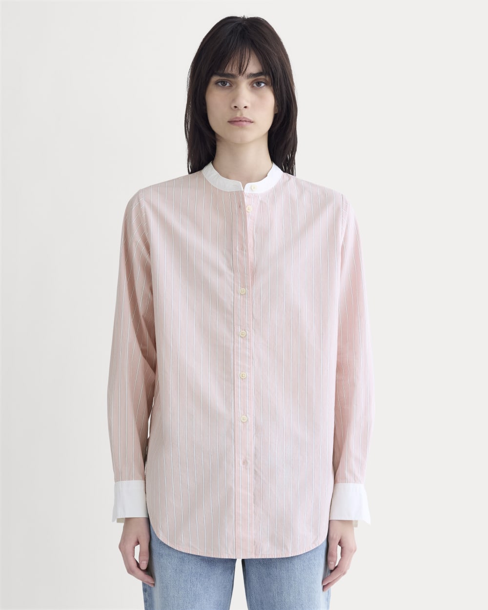 The Oversized Shirt in Ultrasoft Cotton | Pink / White