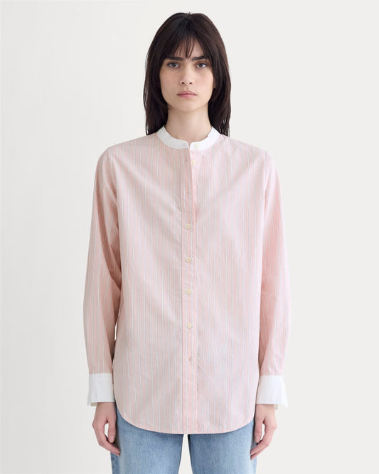 The Oversized Shirt in Ultrasoft Cotton | Pink / White