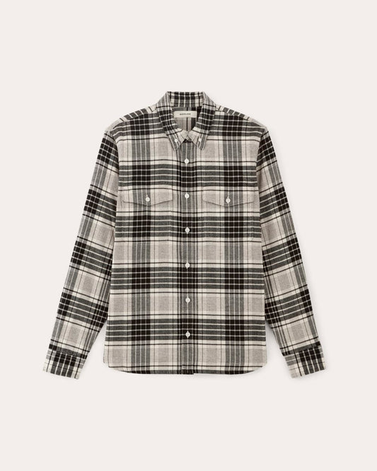 The Brushed Flannel Shirt | Light Heather Oat / Black
