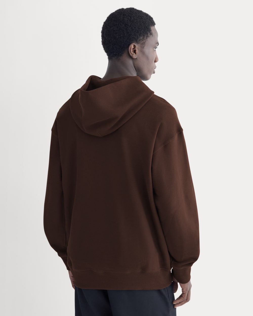 Twill Terry Jacquard Hoodie | Dark Mahogany