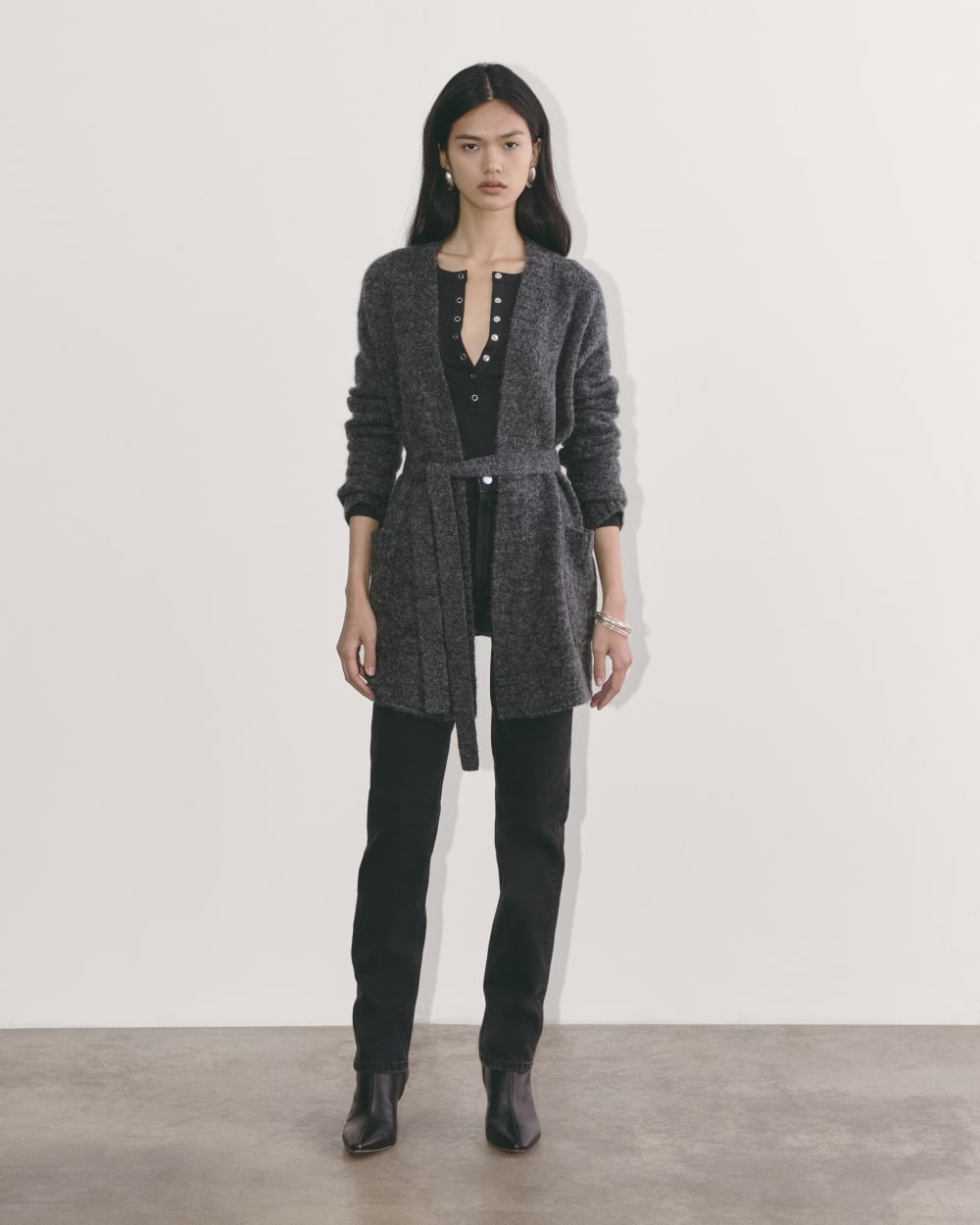 The Robe Cardigan in Alpaca | Dark Charcoal