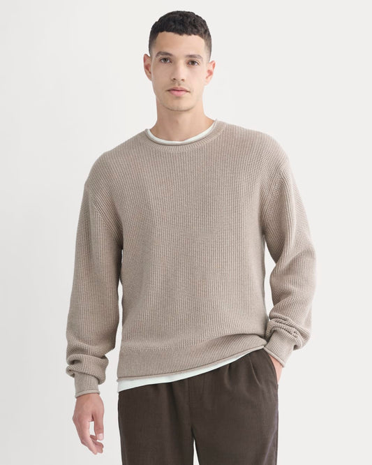 Waffle Rollneck Crew in Everyday Cotton | Heathered Oatmeal