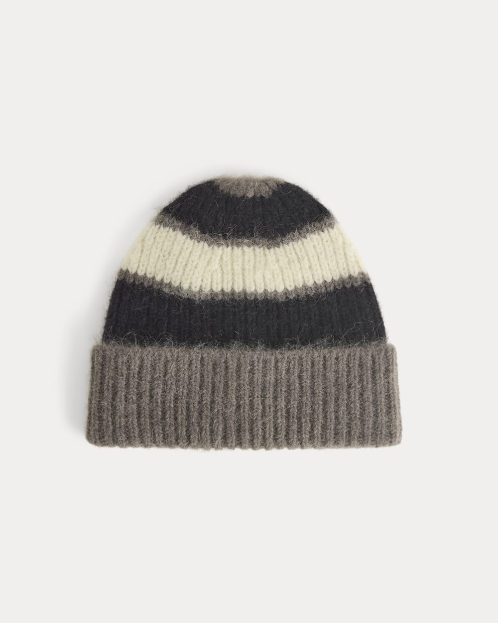 Plush Alpaca Beanie | Mid Grey Heather/Black/Bone