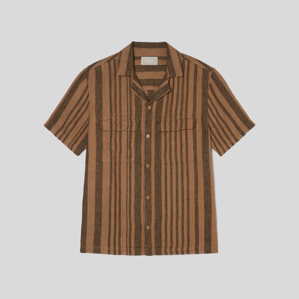 The Resort Shirt in Linen | Toasted Coconut / Black