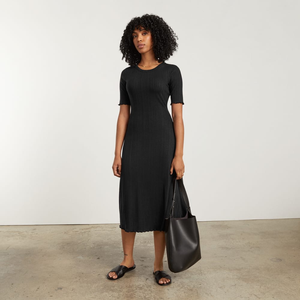 The Open Back Rib Dress | Black