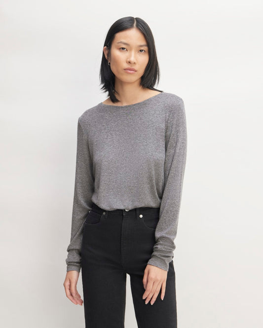 The Long-Sleeve Tee in Butterluxe | Heather Charcoal