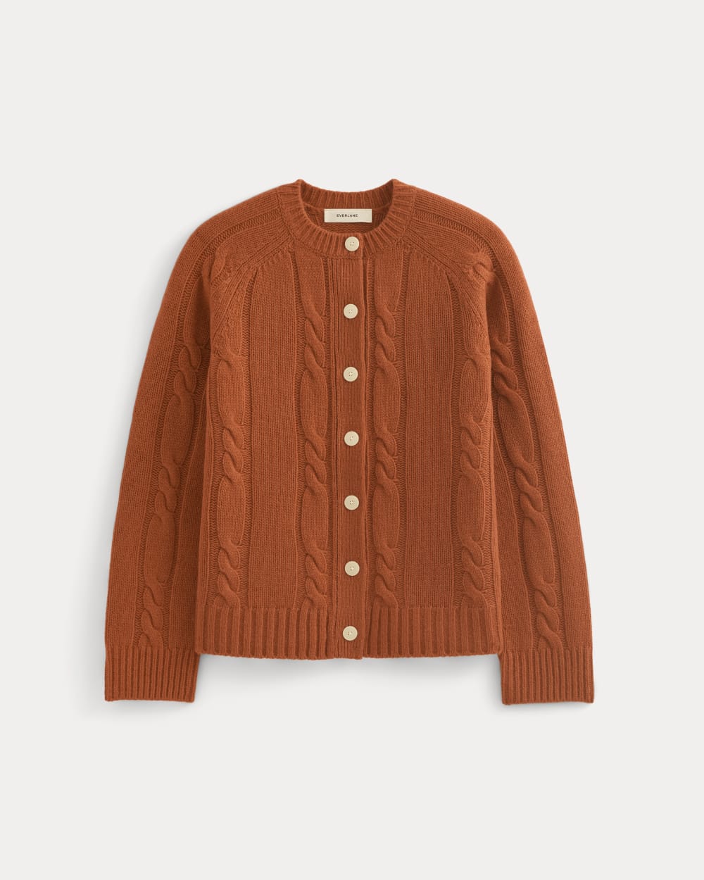 Cable Cardigan in Extrafine Luxe Merino | Rust Heather