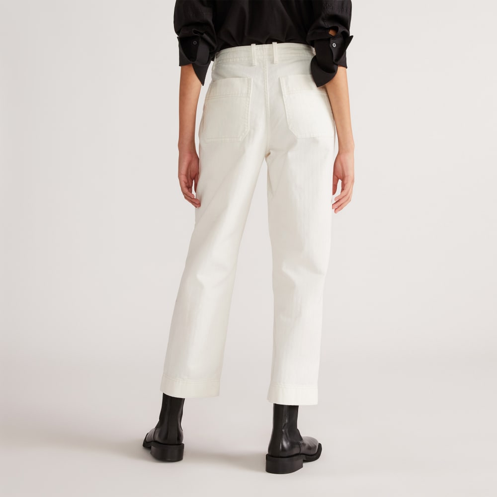 The Organic Cotton Herringbone Pant | Bone
