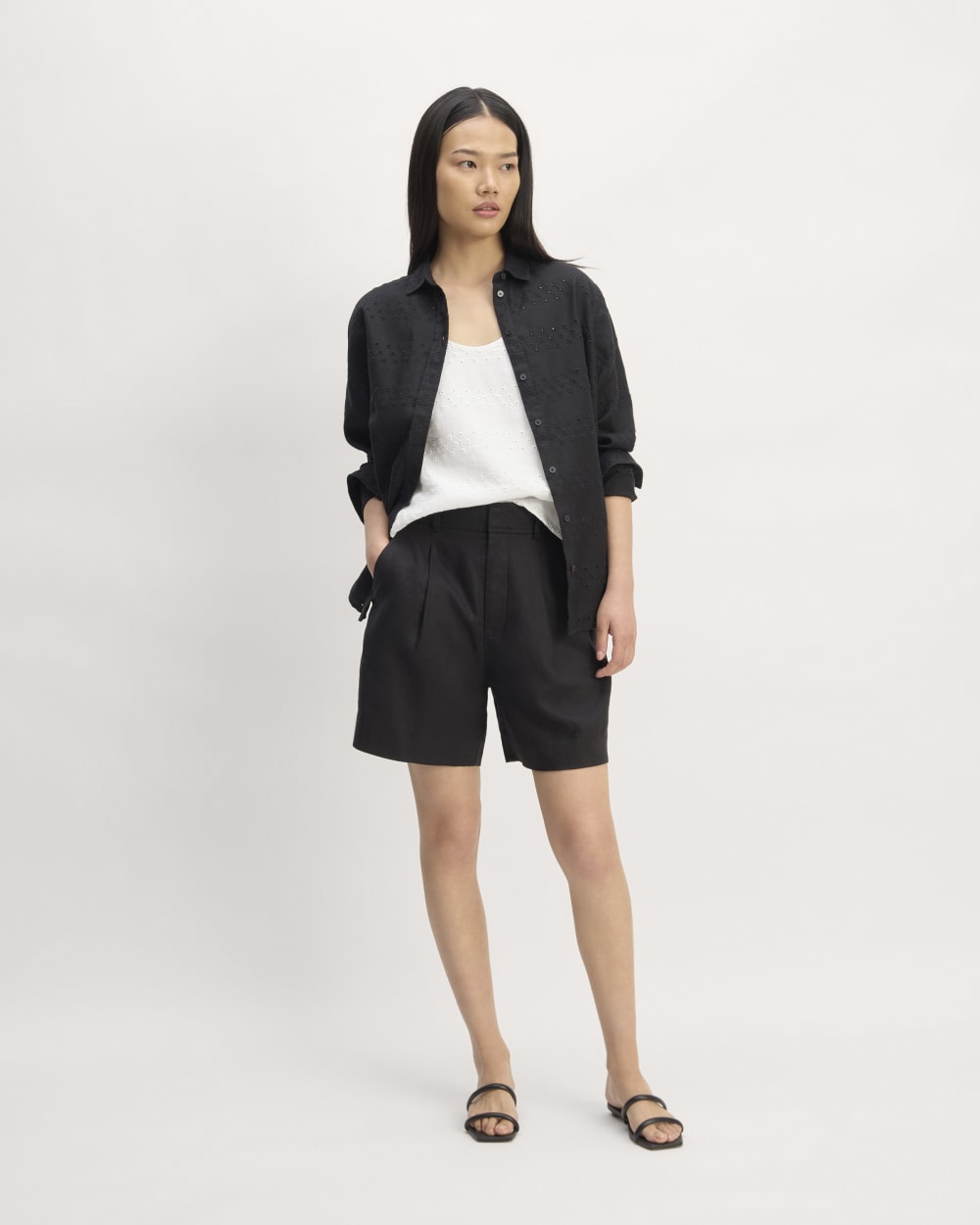 The Linen Eyelet Scoop-Neck Tank | White Eyelet