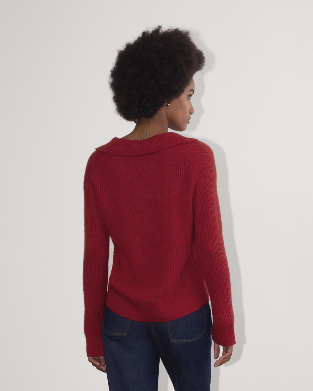 The Oversized Polo in Alpaca | Berry Red