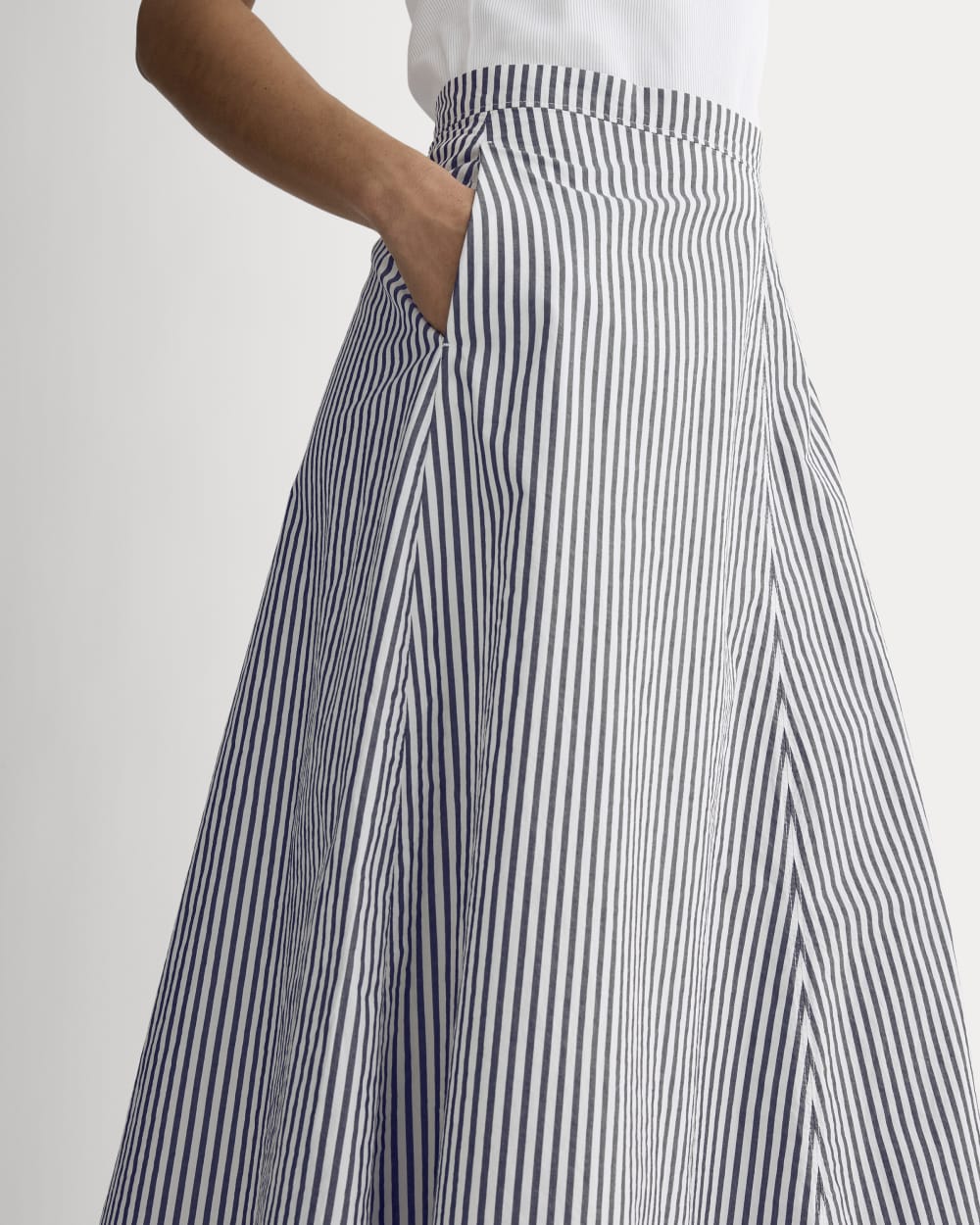 The Midi Skirt in Ultrasoft Cotton | Optic White / Black
