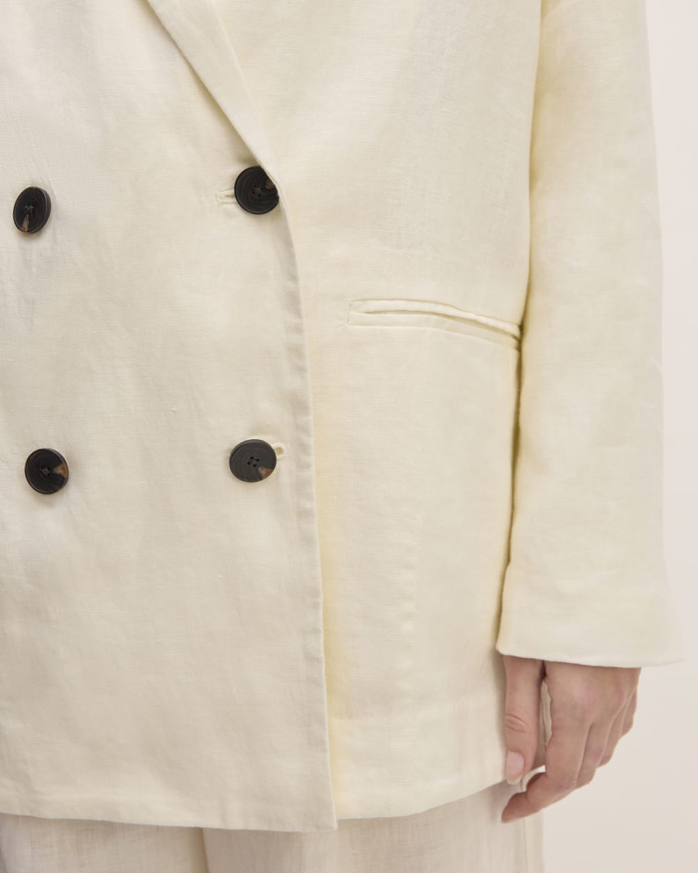 The Linen Double Breasted Blazer | Bone