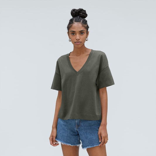 The Organic Cotton Slouchy V-Neck | Kambaba
