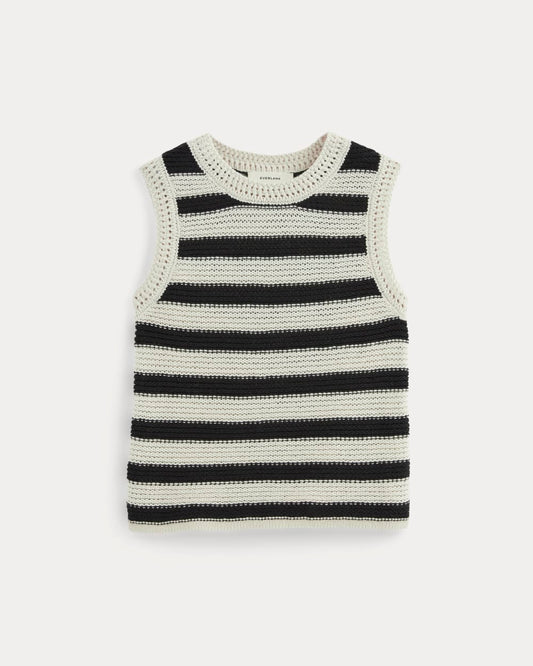 The Organic Cotton Open-Stitch Tank | Canvas / Black