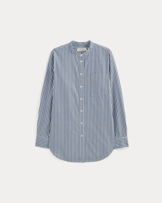 The Oversized Shirt in Ultrasoft Cotton | Bone / Mazarine Blue