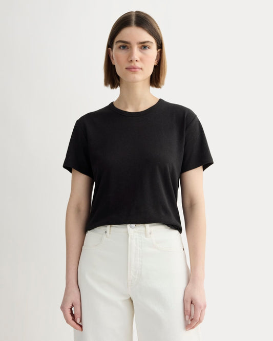 The Box-Cut Tee in Cotton Linen | Black