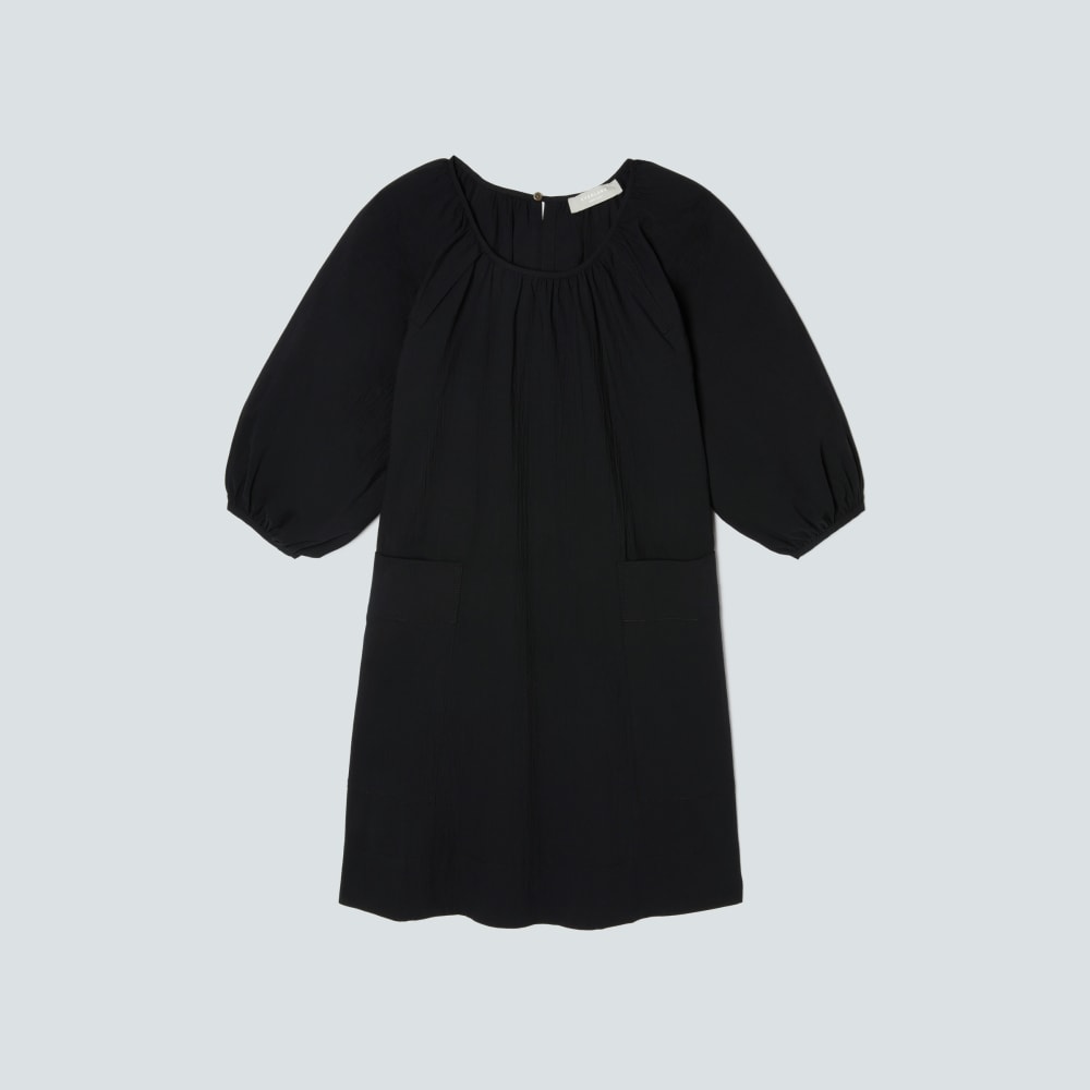 The Seersucker Puff Sleeve Dress | Black