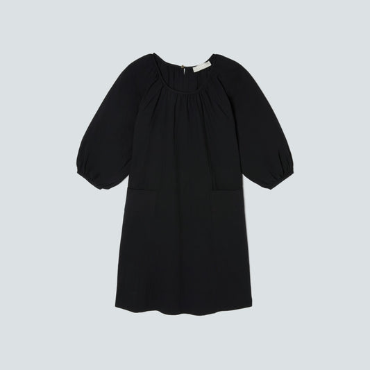 The Seersucker Puff Sleeve Dress | Black