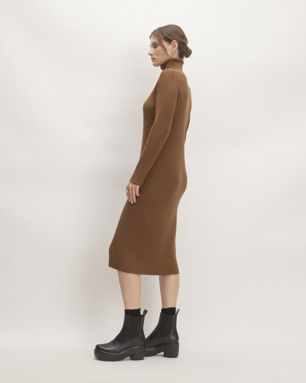 The Cotton-Merino Turtleneck Dress | Rich Camel