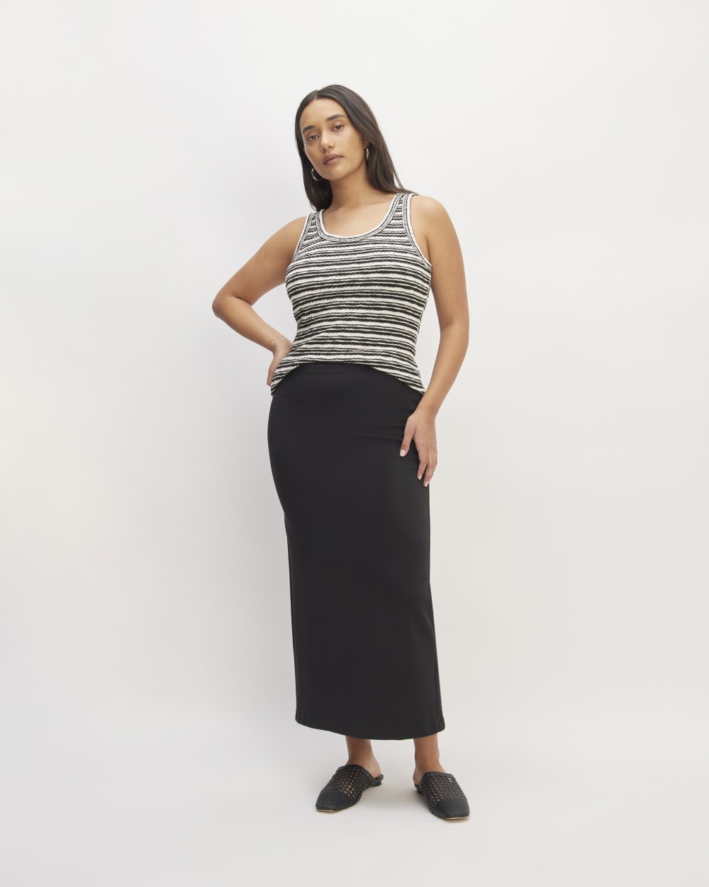 The Cozy Rib Tank | Bone / Black