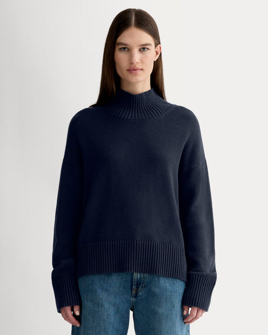 The Boxy Turtleneck in Everyday Cotton | Navy