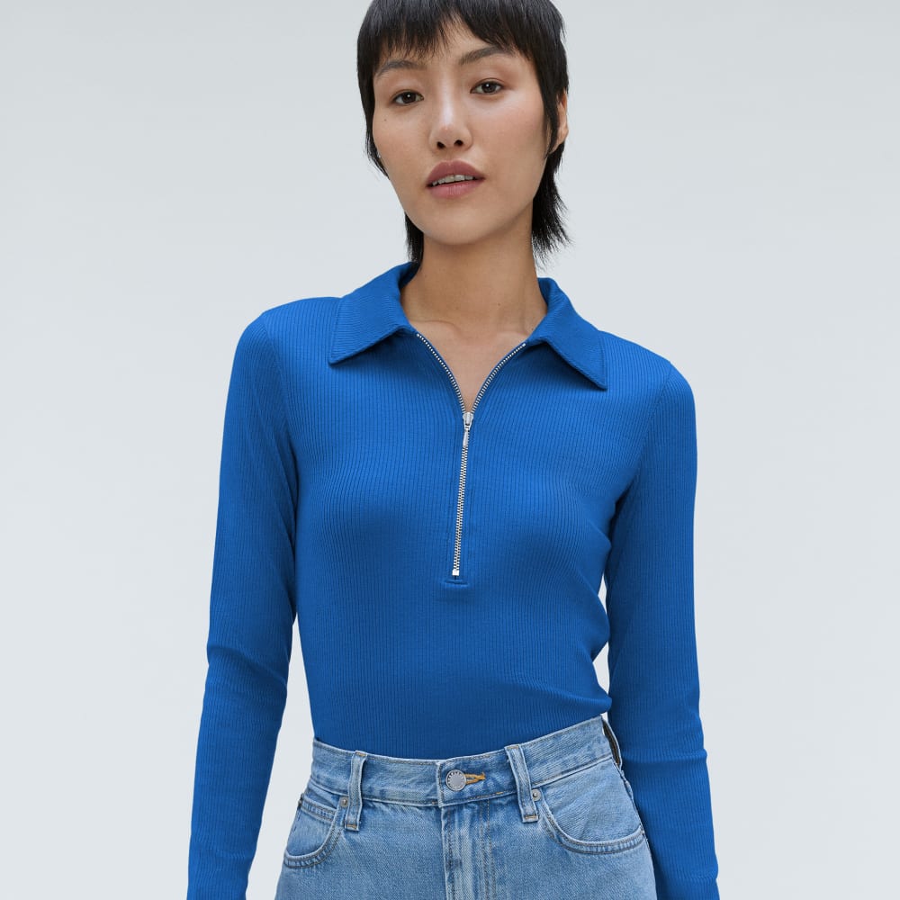 The Super-Soft Zip Polo | Lapis Blue