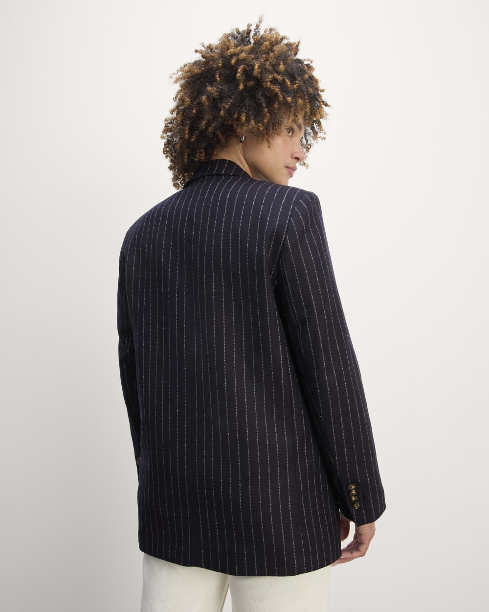 The Oversized Blazer in Wool | Navy / White