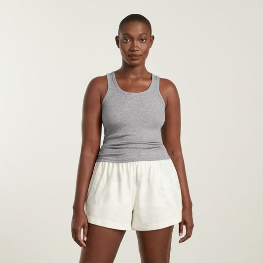 The Pima Micro-Rib U-neck Tank |  Heathered Grey