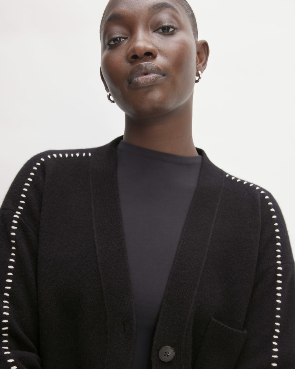 The Good Merino Wool Cardigan | Black / Buttermilk