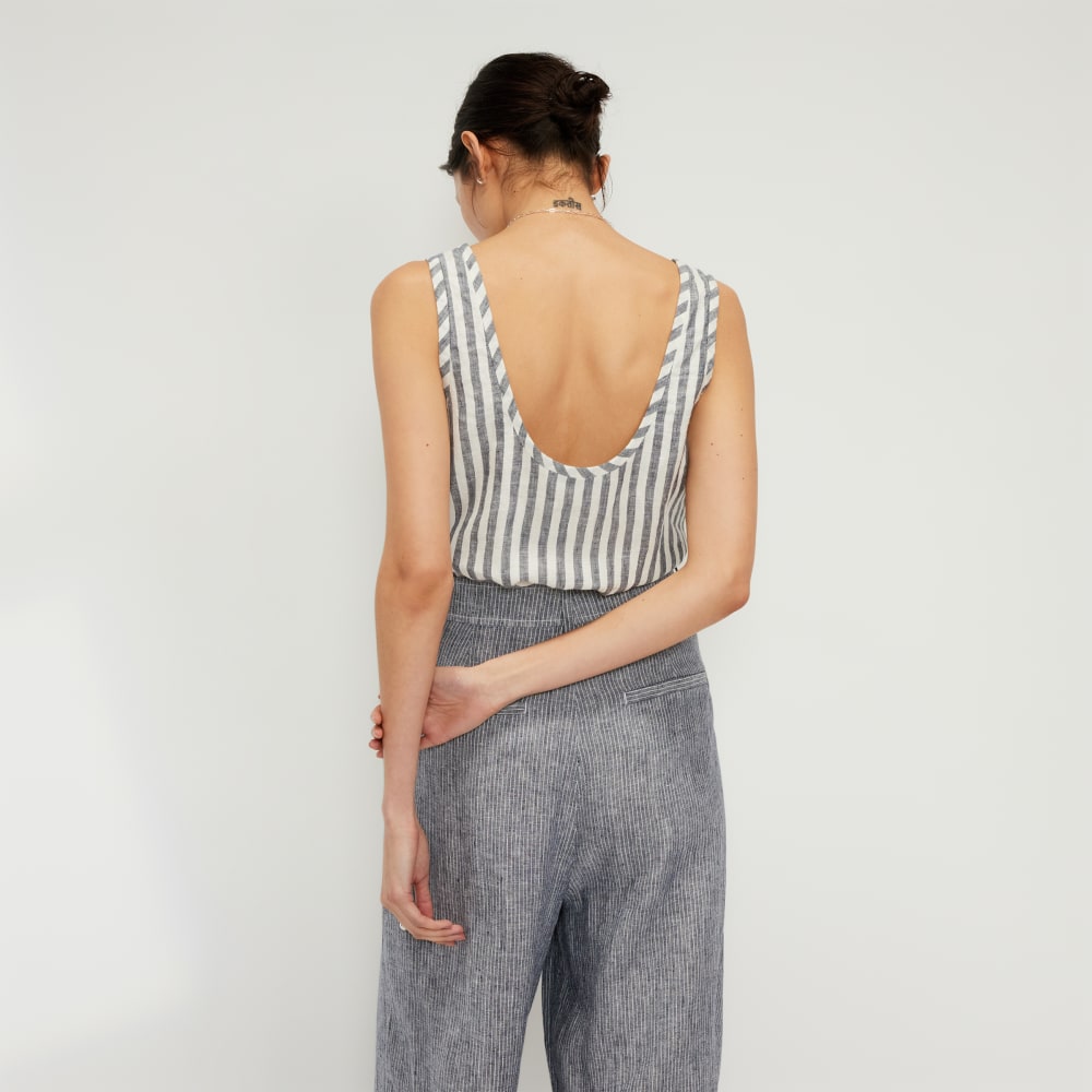 The Scoop Tank in Linen | Bone / Navy