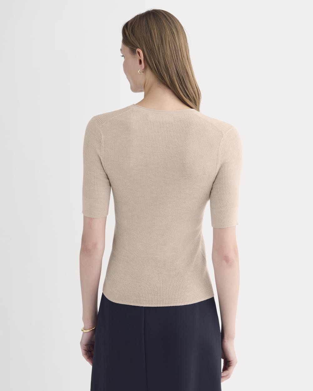 The Short-Sleeve Henley in Ultrasoft Merino | Pale Blush