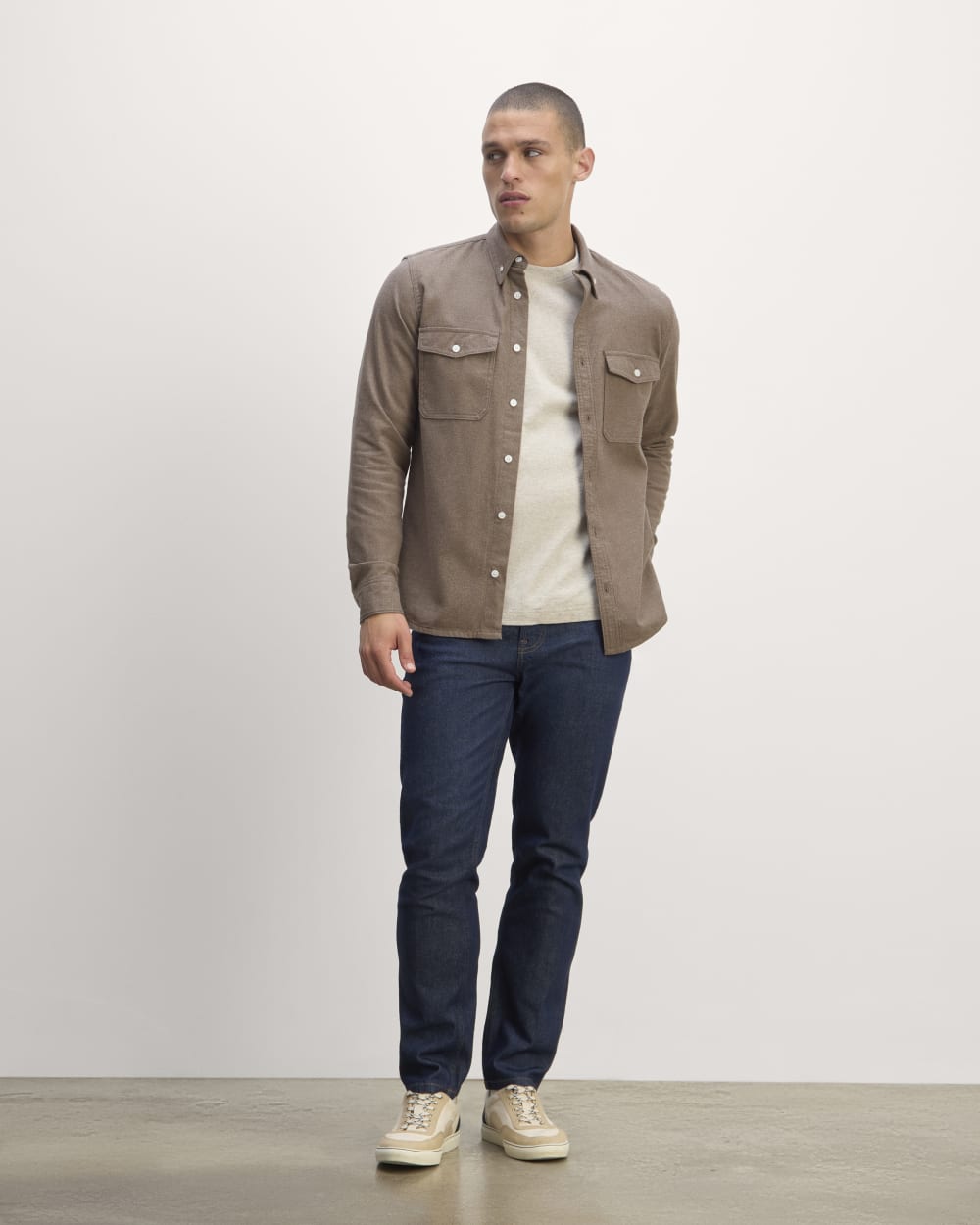 The Brushed Flannel Shirt | Taupe Melange