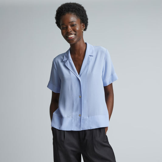 The Notch Shirt in Washable Silk | Periwinkle